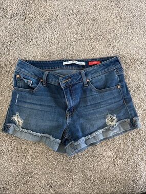 Celebrity Pink Women's Distressed Denim Shorts - Blue Size 5 / 27